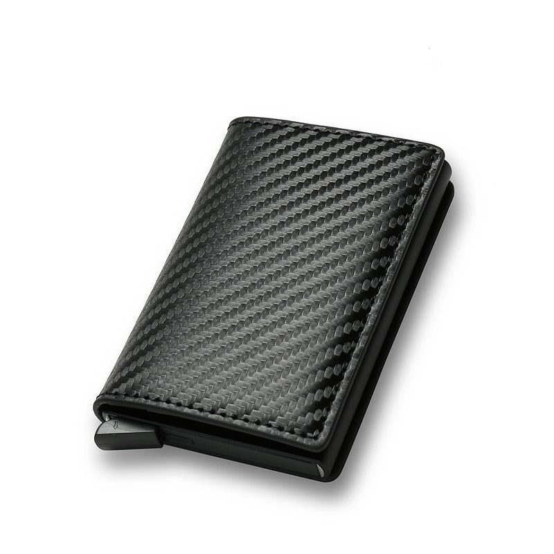 DIENQI Carbon Fiber Card Holder Wallets Men Brand Rfid Black Magic Trifold Leather Slim Mini Wallet Small Money Bag Male Purses