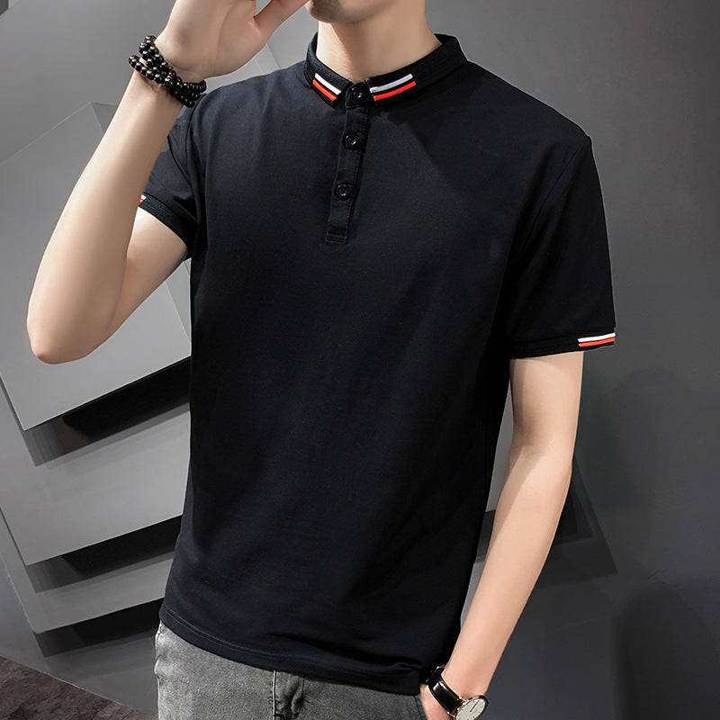 2021 summer new polo shirt men's short-sleeved casual men's solid color lapel advertising shirt youth sleeve clothes