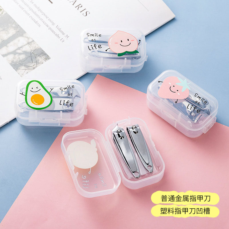 Colors red cartoon printing nail knife two-piece nail nail stainless steel nail scissor curved interfering nail clamp