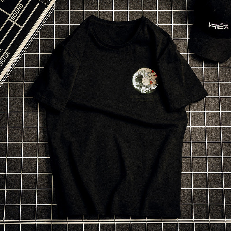 Xinjiang cotton T-shirt cotton T-shirt men's summer new short-sleeved T-shirt students Hong Kong wind body men's round neck Xiachao brand