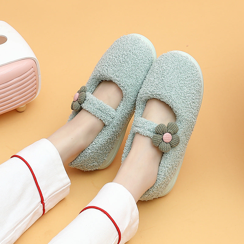 Cotton slippers female winter September post-production soft bottom month cute plush October home anti-slip bag with ladies cotton shoes