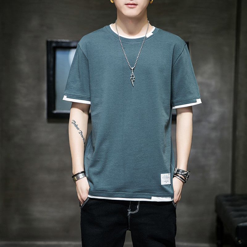 Xinjiang cotton T-shirt cotton T-shirt men's summer new short-sleeved T-shirt students Hong Kong wind body men's round neck Xiachao brand