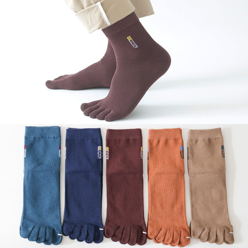 Five finger socks, cotton lines, four seasons, anti-absorbent, breathable sports, autumn, winter tube men, toe socks wholesale