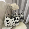 South Korea INS style cute zebra milk cattle canvas bag 2021 new day hawbea simple wild women's shoulder bag