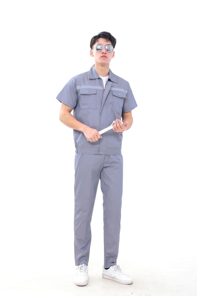 Factory wholesale spring, autumn and summer long and short-sleeved reflective strips overalls suits men and women labor insurance clothing workshop tooling customization