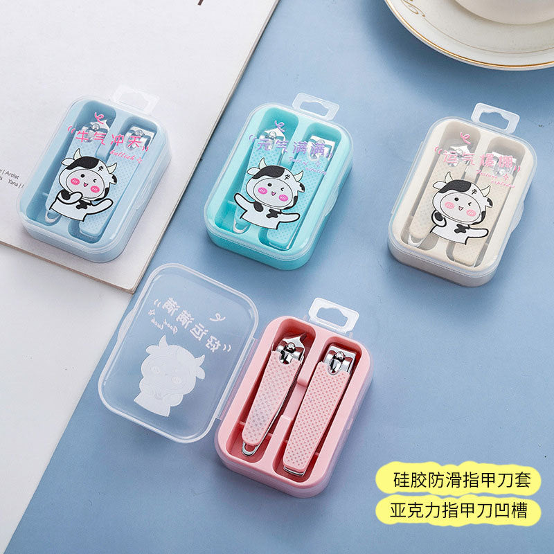 Colors red cartoon printing nail knife two-piece nail nail stainless steel nail scissor curved interfering nail clamp