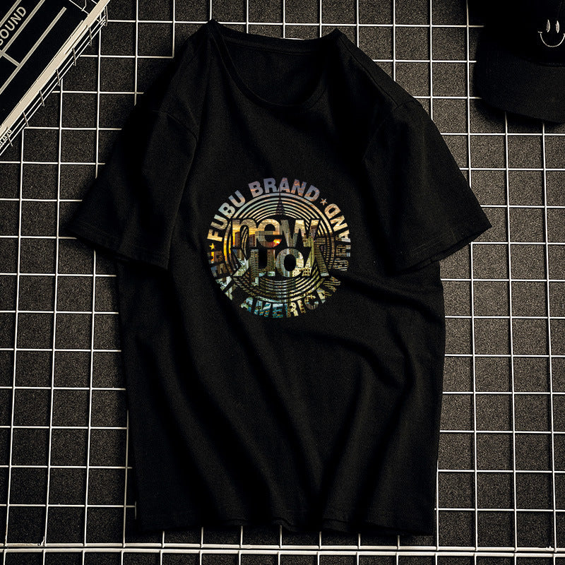 Xinjiang cotton T-shirt cotton T-shirt men's summer new short-sleeved T-shirt students Hong Kong wind body men's round neck Xiachao brand