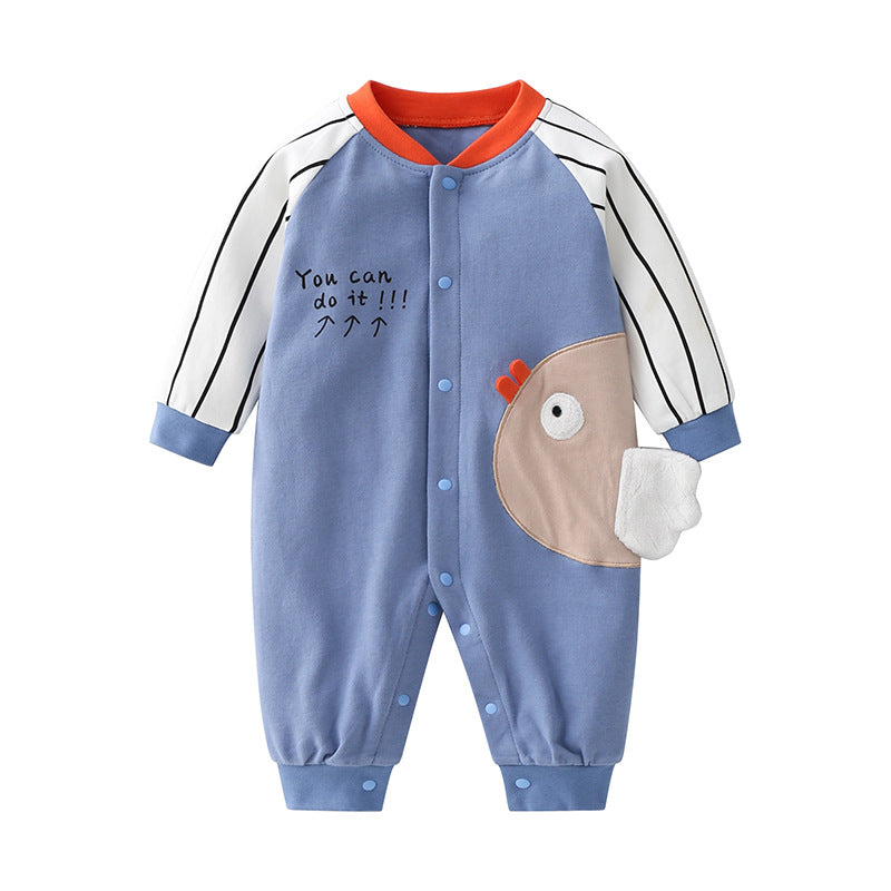 Baby suede spring and autumn cotton A category spring female baby clothes 8 male 7 haha two months 6 months romper