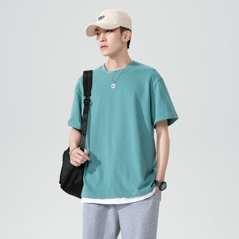 Short-sleeved T-shirt male 2021 new short sleeve T-shirt men's summer cotton bottoming shirt tide card loose trend summer dress