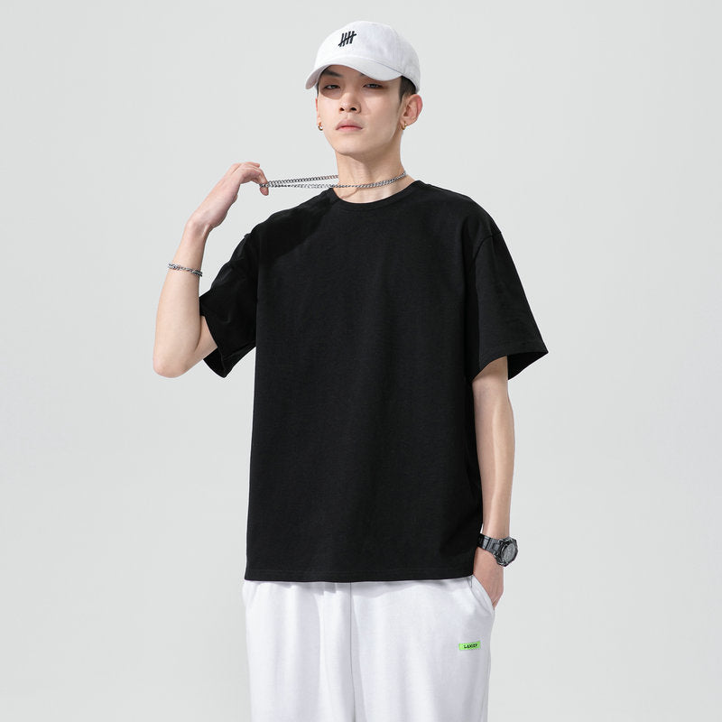 Short-sleeved T-shirt male 2021 new short sleeve T-shirt men's summer cotton bottoming shirt tide card loose trend summer dress