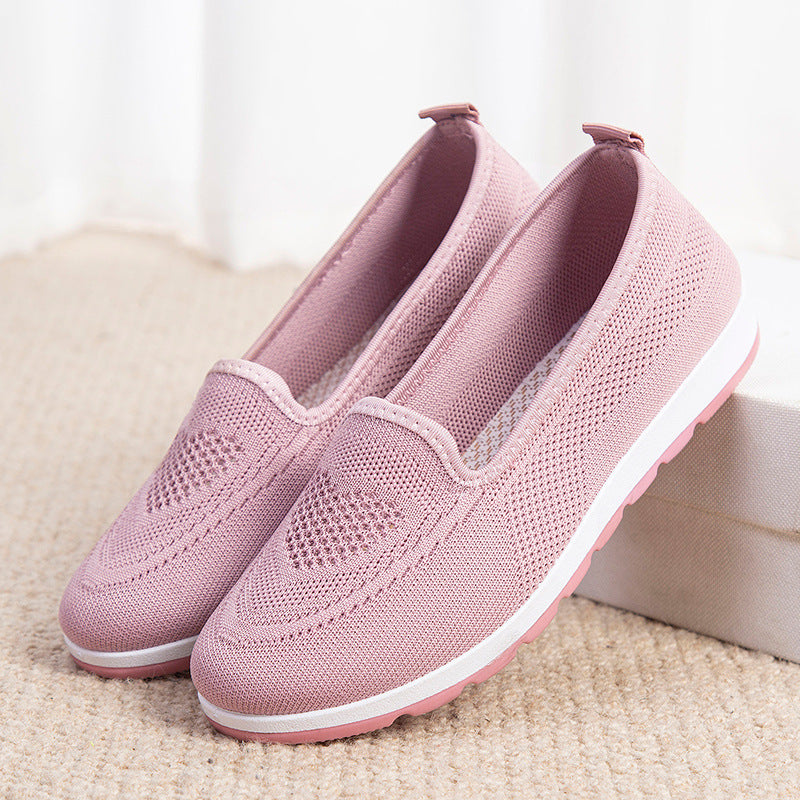 Old Beijing cloth shoes 2021 summer new mesh women's cloth shoes light soft soft mother shoes breathable flying weave women's shoes