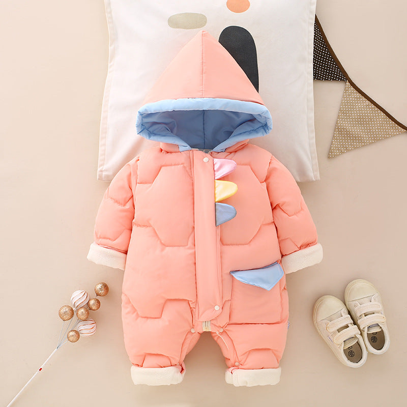 Autumn and winter clothes baby lingerie down jacket newborn out of clothing climbing climb baby plus velvet thickened clothes