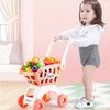 Small kid children passing home baby trolley toy boys girl supermarket shopping cart cut fruit