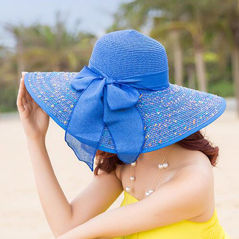 Manufacturers sell big brim hat shade straw hat female summer foldable sunscreen sun hat travel seaside vacation beach hat