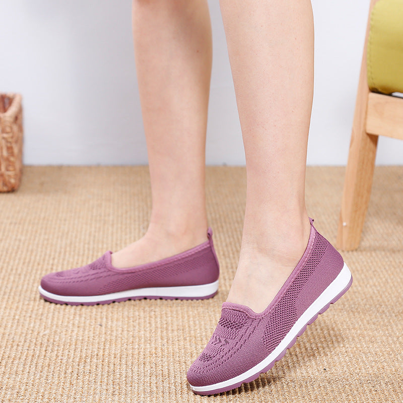 Shoe children 2021 spring new women's cloth shoes soft bottom mother shoes old Beijing cloth women's mesh flywear women's shoes