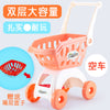 Small kid children passing home baby trolley toy boys girl supermarket shopping cart cut fruit