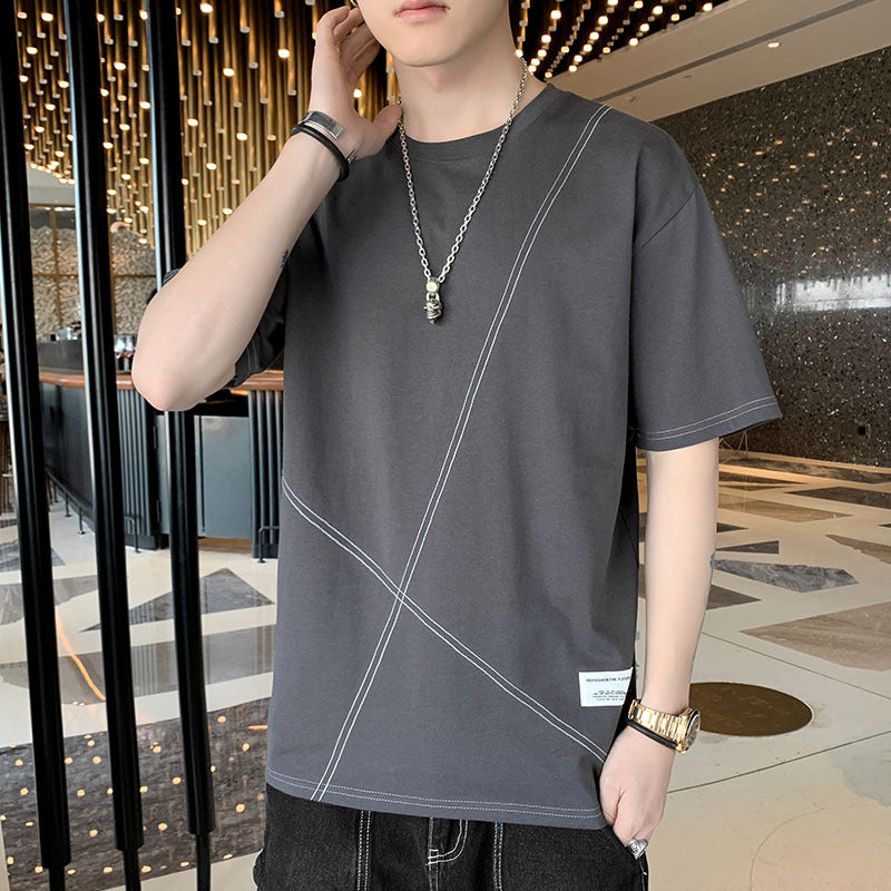 Short-sleeved T-shirt men's tide card summer 2021 new half-sleeved loose trend wild handsome clothes men's suit