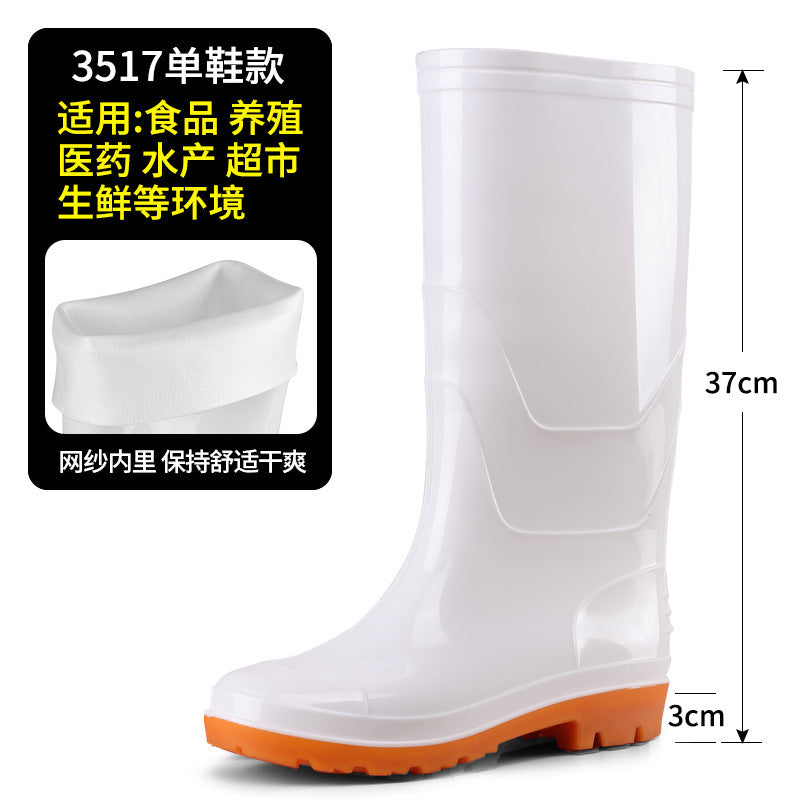 White rain shoes food boots low help anti-skid rain boots long mid-range kitchen boots waterproof labore shoes cover shoes rubber shoes