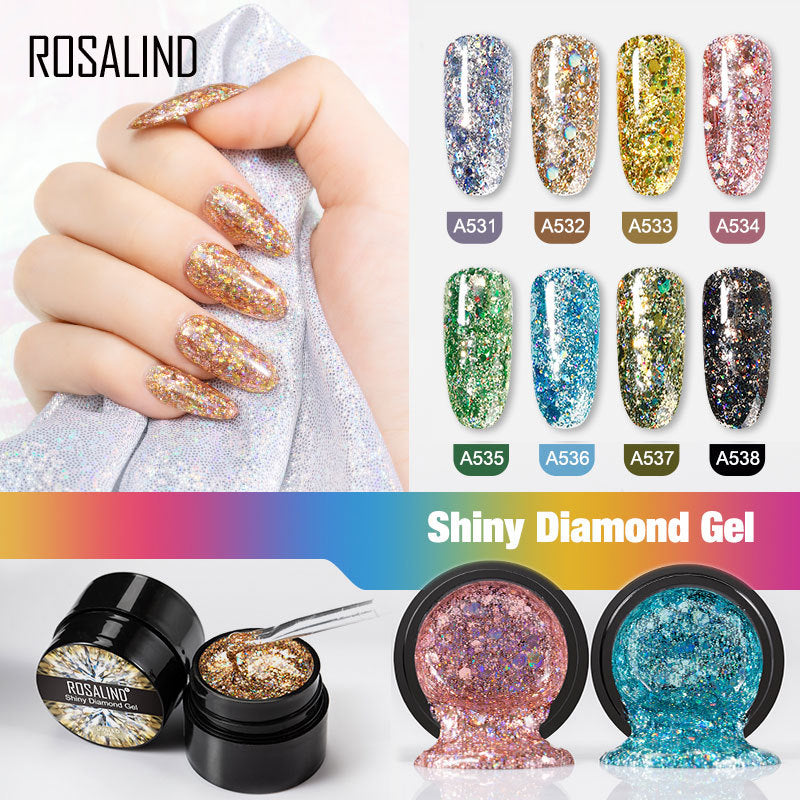 ROSALIND flash diamond nail polish sequins nail polish diamond nail polish UV glue broken diamond nail polish make-up