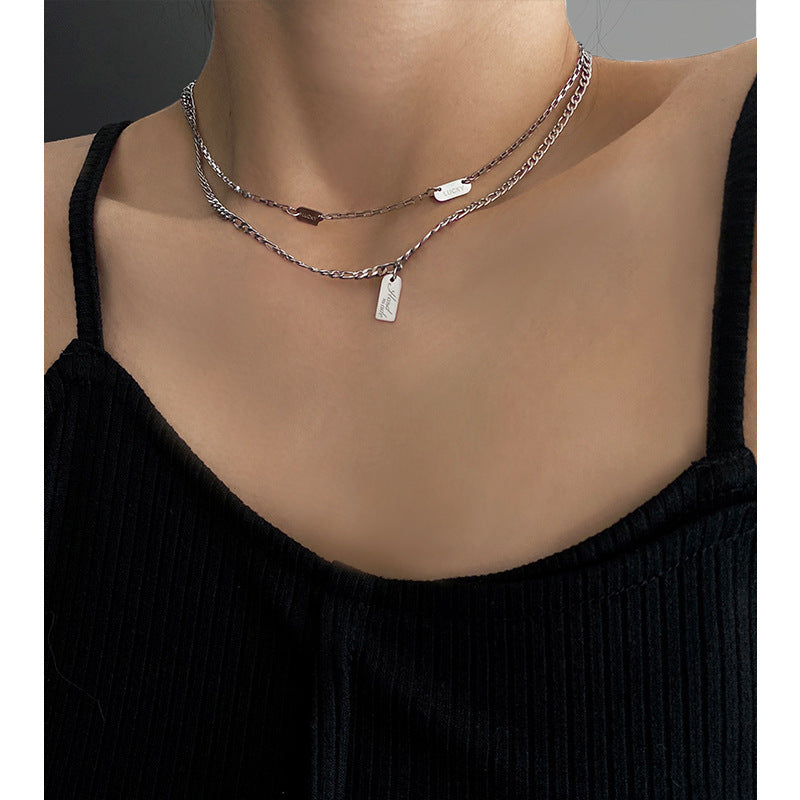 Titanium steel necklace women's summer, design, high-grade INS hip hop, bone chain, 2021, new, no