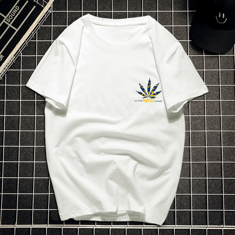 Xinjiang cotton T-shirt cotton T-shirt men's summer new short-sleeved T-shirt students Hong Kong wind body men's round neck Xiachao brand