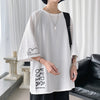 New men's T-shirt plus fertilizer large size men's trend loose boys five-point sleeve summer short sleeve clothes body