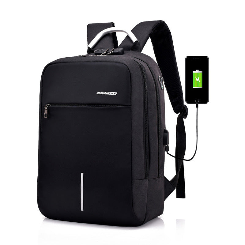 Backpack male USB charging backpack 14 inch computer bag business commuter password lock backpack big middle school students bag