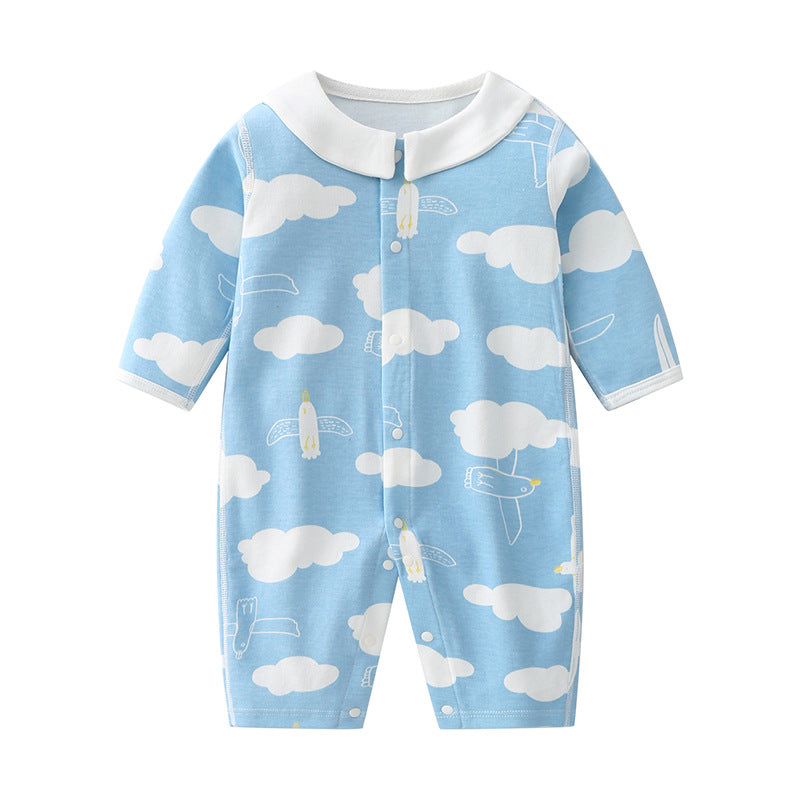 Baby suede spring and autumn cotton A category spring female baby clothes 8 male 7 haha two months 6 months romper