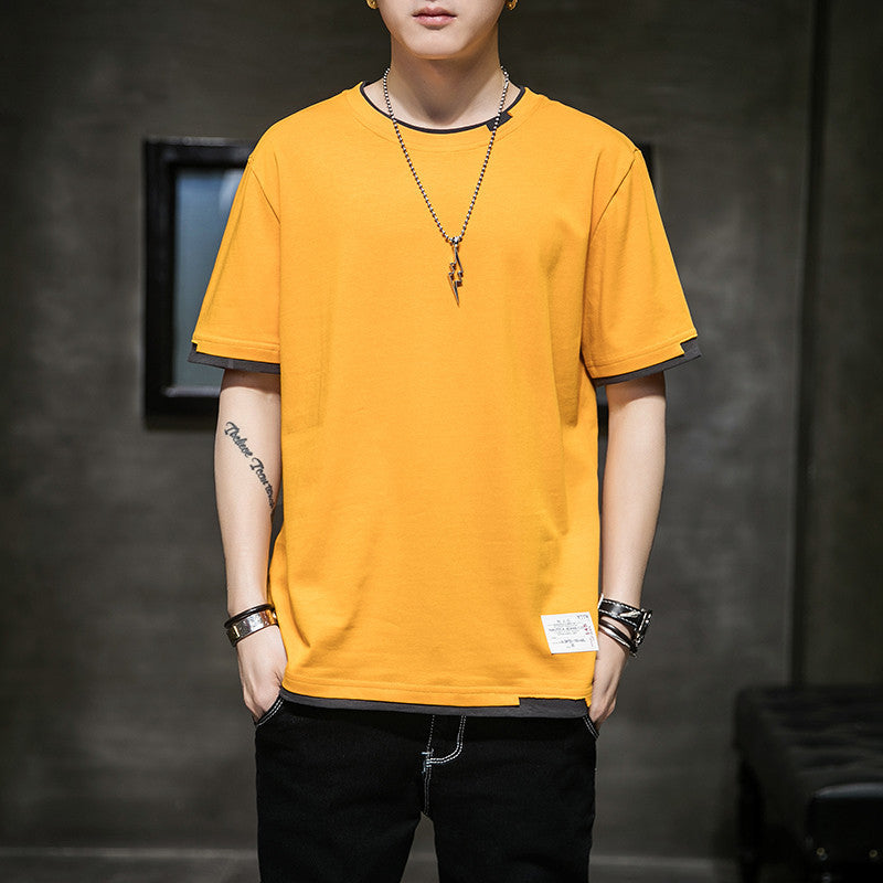Xinjiang cotton T-shirt cotton T-shirt men's summer new short-sleeved T-shirt students Hong Kong wind body men's round neck Xiachao brand