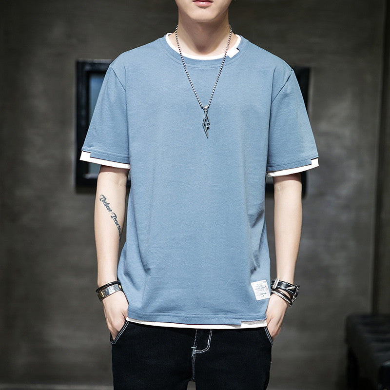 Xinjiang cotton T-shirt cotton T-shirt men's summer new short-sleeved T-shirt students Hong Kong wind body men's round neck Xiachao brand