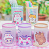 Cartoon creative round folding pen holder Small fresh INS stationery storage pen barrel student office desk sash box