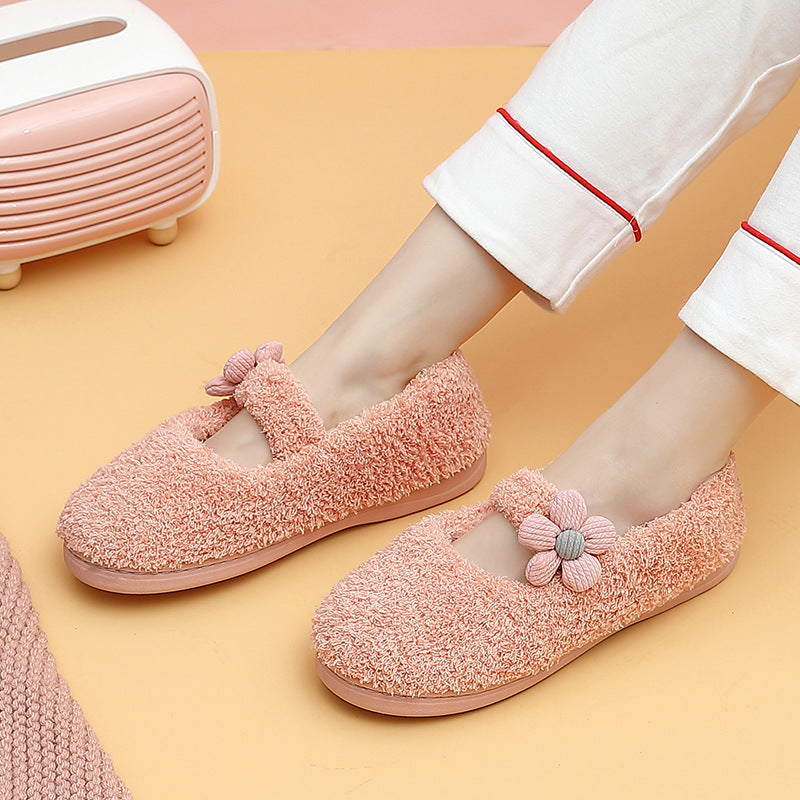 Cotton slippers female winter September post-production soft bottom month cute plush October home anti-slip bag with ladies cotton shoes