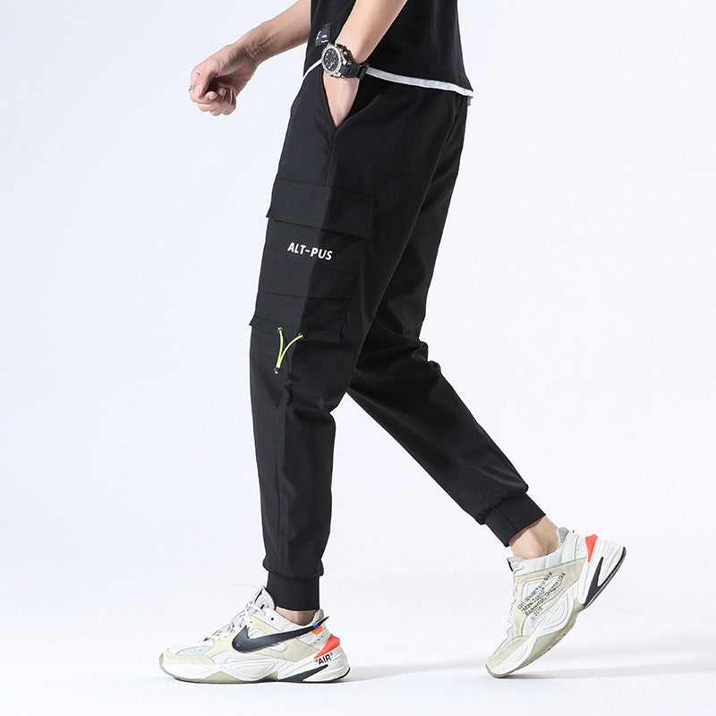 2021 autumn men's casual pants fashion trend workshop casual bucket men's trousers loose sports pants male