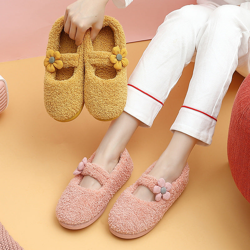 Cotton slippers female winter September post-production soft bottom month cute plush October home anti-slip bag with ladies cotton shoes