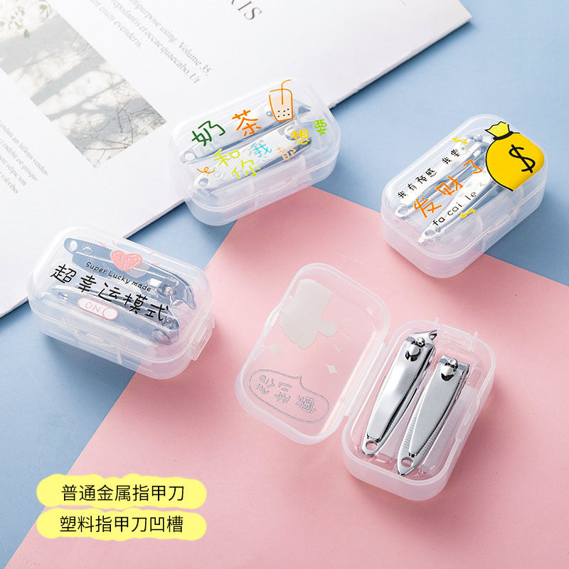 Colors red cartoon printing nail knife two-piece nail nail stainless steel nail scissor curved interfering nail clamp