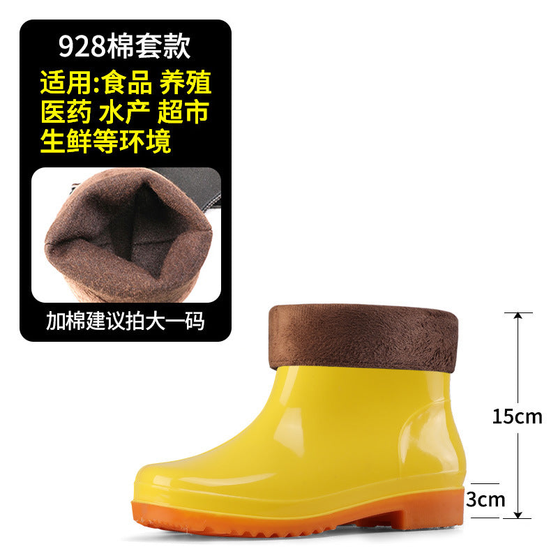 White rain shoes food boots low help anti-skid rain boots long mid-range kitchen boots waterproof labore shoes cover shoes rubber shoes