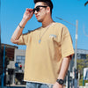 Large size men's summer new minimalist wild loose half sleeve T-shirt plus fertilizer increase fat tide card fat short sleeves