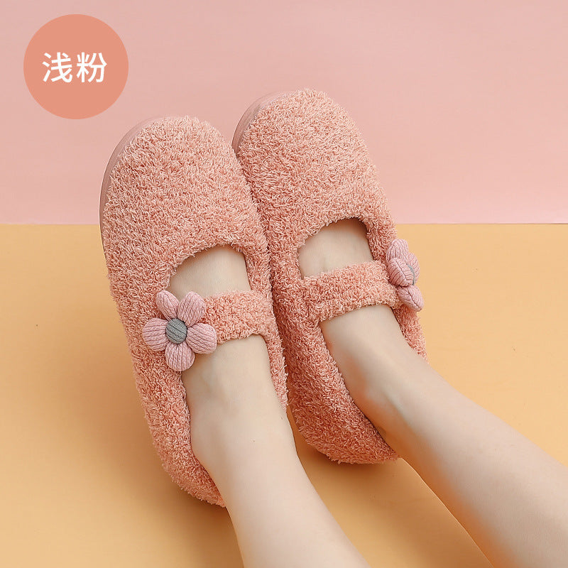 Cotton slippers female winter September post-production soft bottom month cute plush October home anti-slip bag with ladies cotton shoes