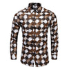 2021 autumn new large size shirt foreign trade men's fashion small square print lapel men's long sleeve shirt