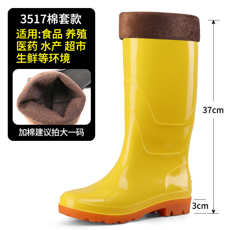 White rain shoes food boots low help anti-skid rain boots long mid-range kitchen boots waterproof labore shoes cover shoes rubber shoes