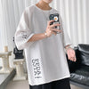 New men's T-shirt plus fertilizer large size men's trend loose boys five-point sleeve summer short sleeve clothes body