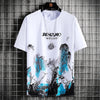 Ice silk short sleeve T-shirt men's tidal card 2021 new summer print loose half sleeve compassion shirt on clothes