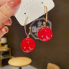 Factory goods 925 silver needle Korean version of the new red bead earrings female temperament ear rrings ear