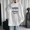 Round neck big size long-sleeved T-shirt male Hong Kong wind doodle cotton T-shirt teen spring and autumn new loose INS wind shirt