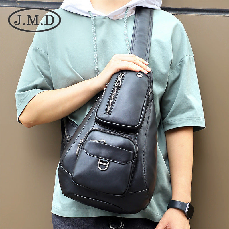 Jiameida leather chest bag male trend Messenger bag men's bag leather outdoor casual large capacity bag 4025