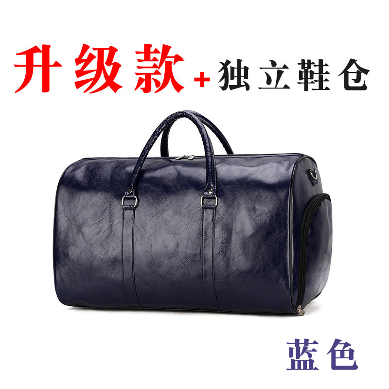 Factory wholesale travel bag male 2021 new PU retro short-distance travel baggage bag big capacity light handbag