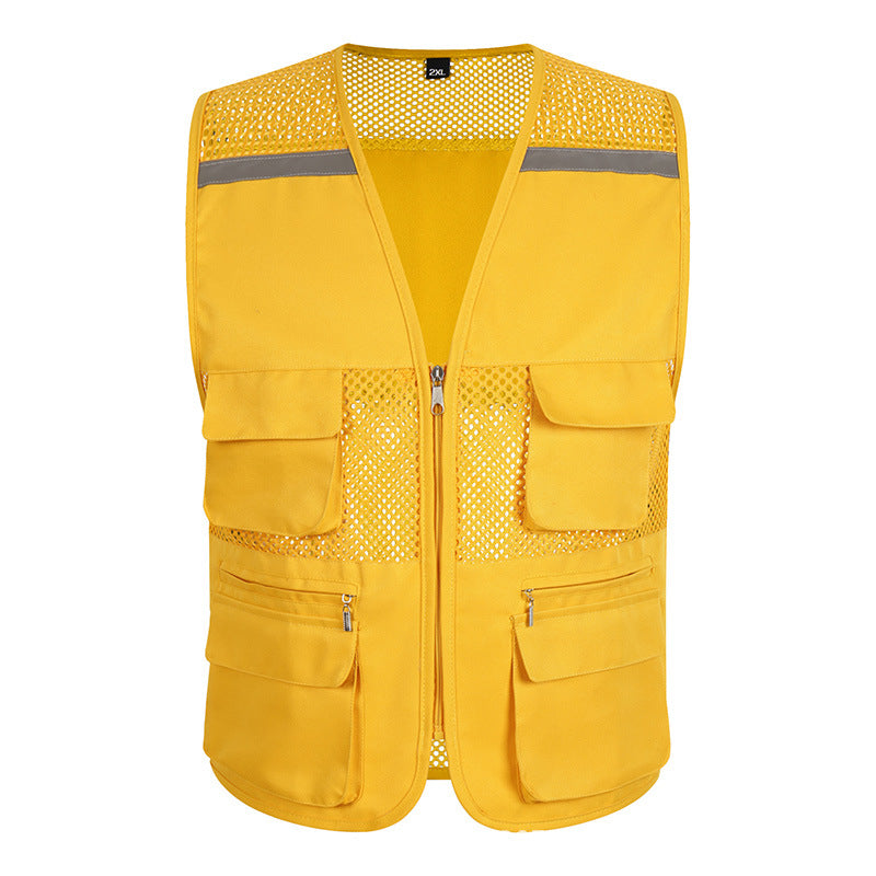 Workwear vest order logo mesh mesh mesh multi-pocket outdoor photography reflective safety vest order