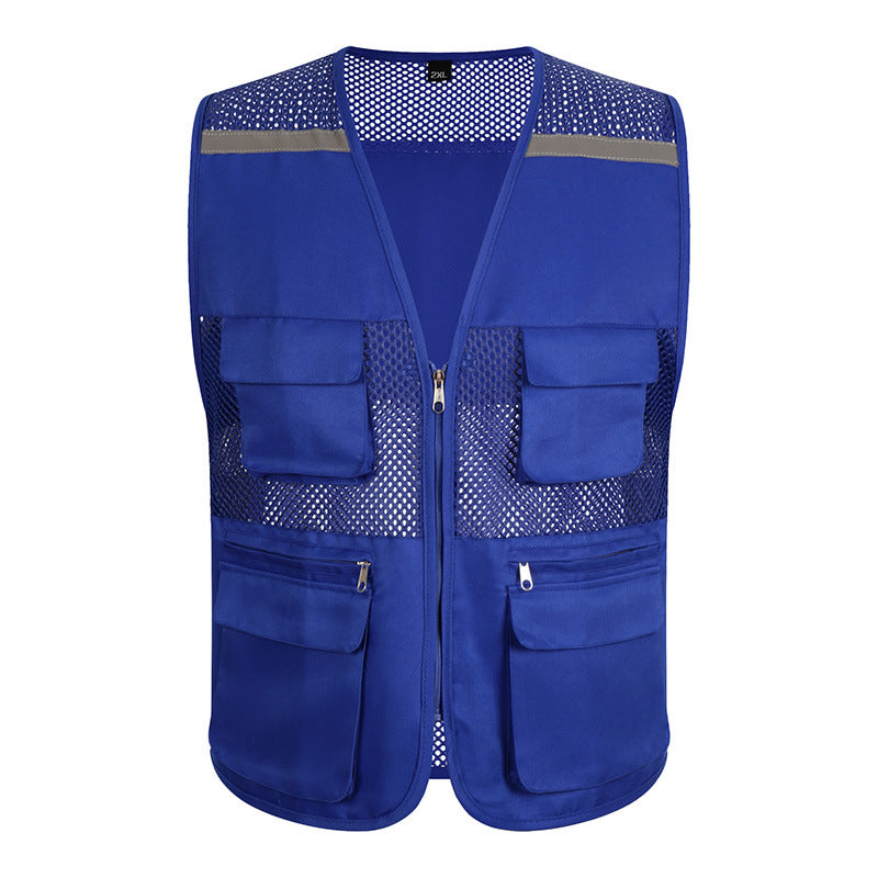 Workwear vest order logo mesh mesh mesh multi-pocket outdoor photography reflective safety vest order