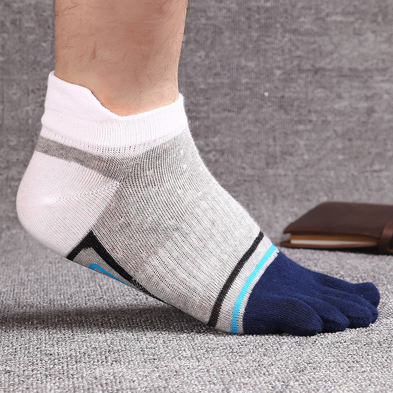 Pure cotton five-finger sock summer men's short tube sports breathable sweat-toe sock personality fashion protective factory direct sales