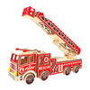 Wooden fire rescue vehicle model ornaments simulation large truck model colorful cloud ladder fire truck children's gift